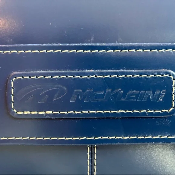 McKlein Blue Leather Briefcase for 15" Laptop with Wheels - Picture 7 of 7